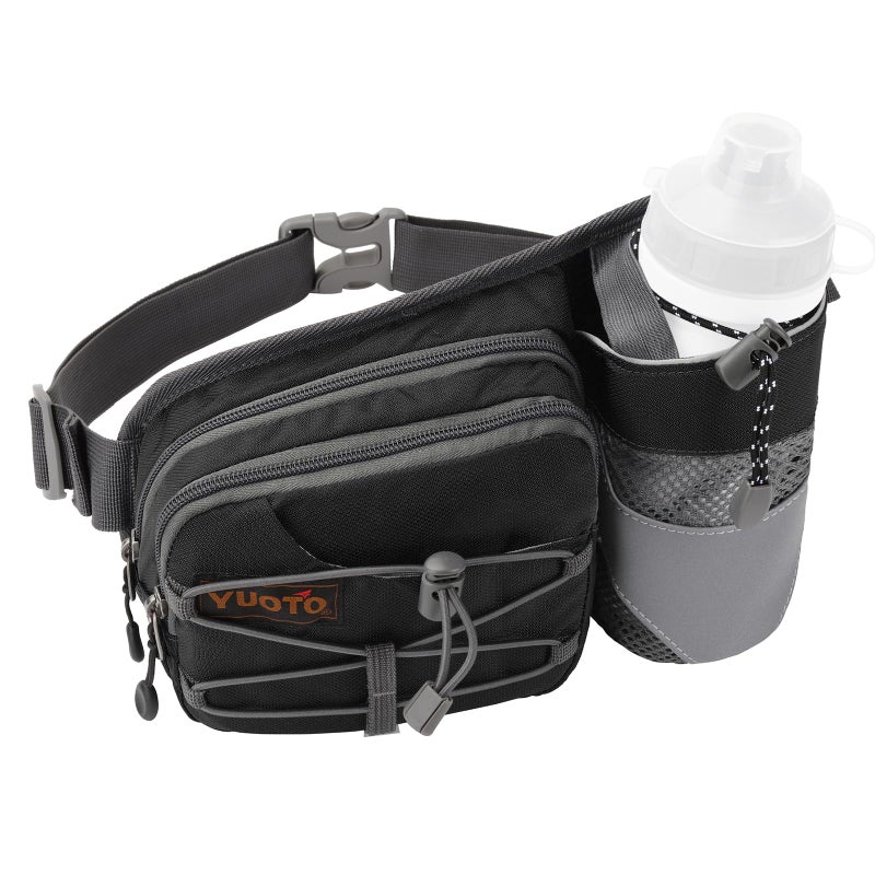 YUOTO Outdoor Fanny Pack with Water Bottle Holder for Walking Hiking Hydration belt Waist Bag - Water Bottle is Not Included - Image 2